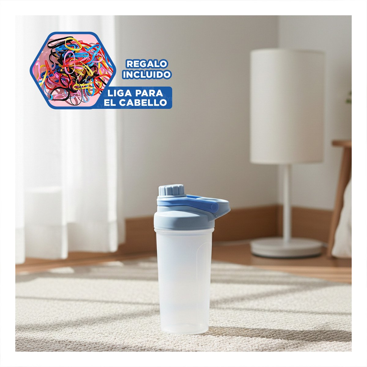 ENVASE TOMATODO SHAKER 500ML CELESTE PARA LICUADOS Y BEBIDAS SALUDABLES YLIGAS REGALO - 2