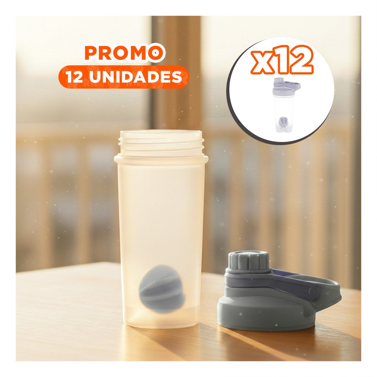 PACK12 VASO TOMATODO SHAKER 500ML PLOMO REUTILIZABLE PARA AGUA Y BATIDOS YREGALO STICKER - 1