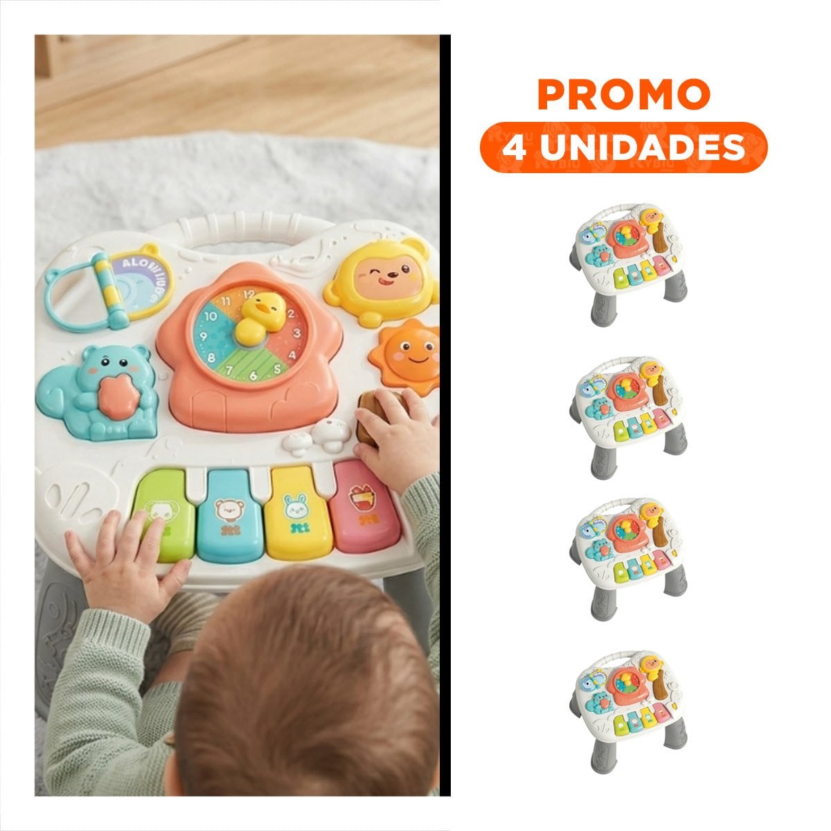 PACK4 MESA INTERACTIVA 25X21 CM PARA NINOS COLOR PLOMO CON JUEGOS EDUCATIVOS - 1