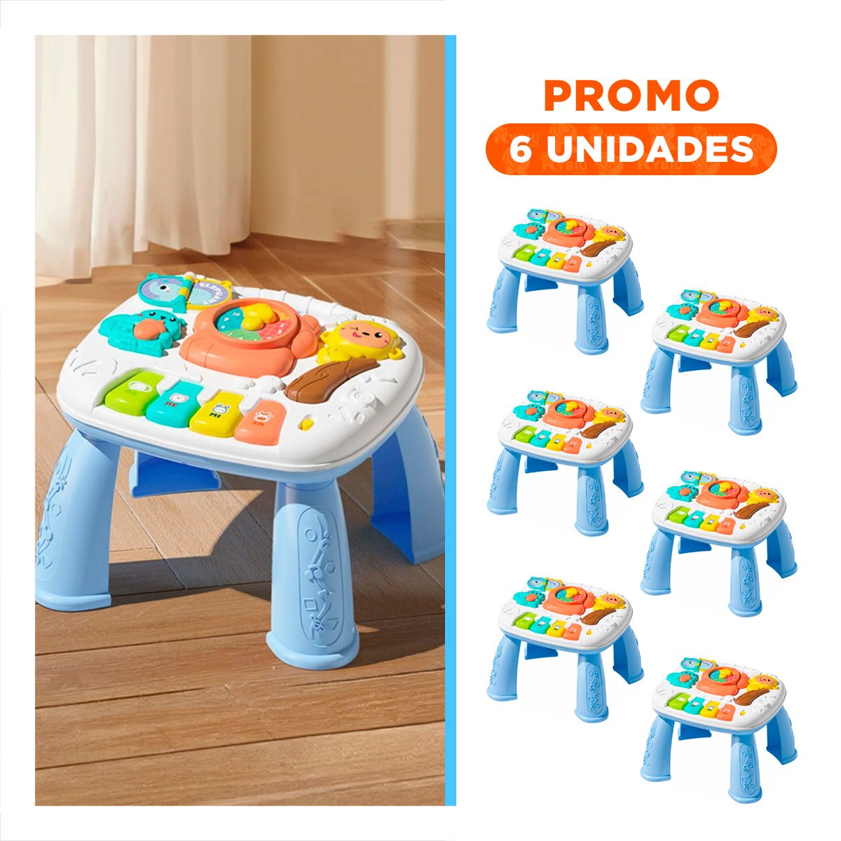 PACK6 CENTRO DE APRENDIZAJE INFANTIL AZUL 25X21 CM PARA JUEGOS CREATIVOS YREGALO STICKER - 1