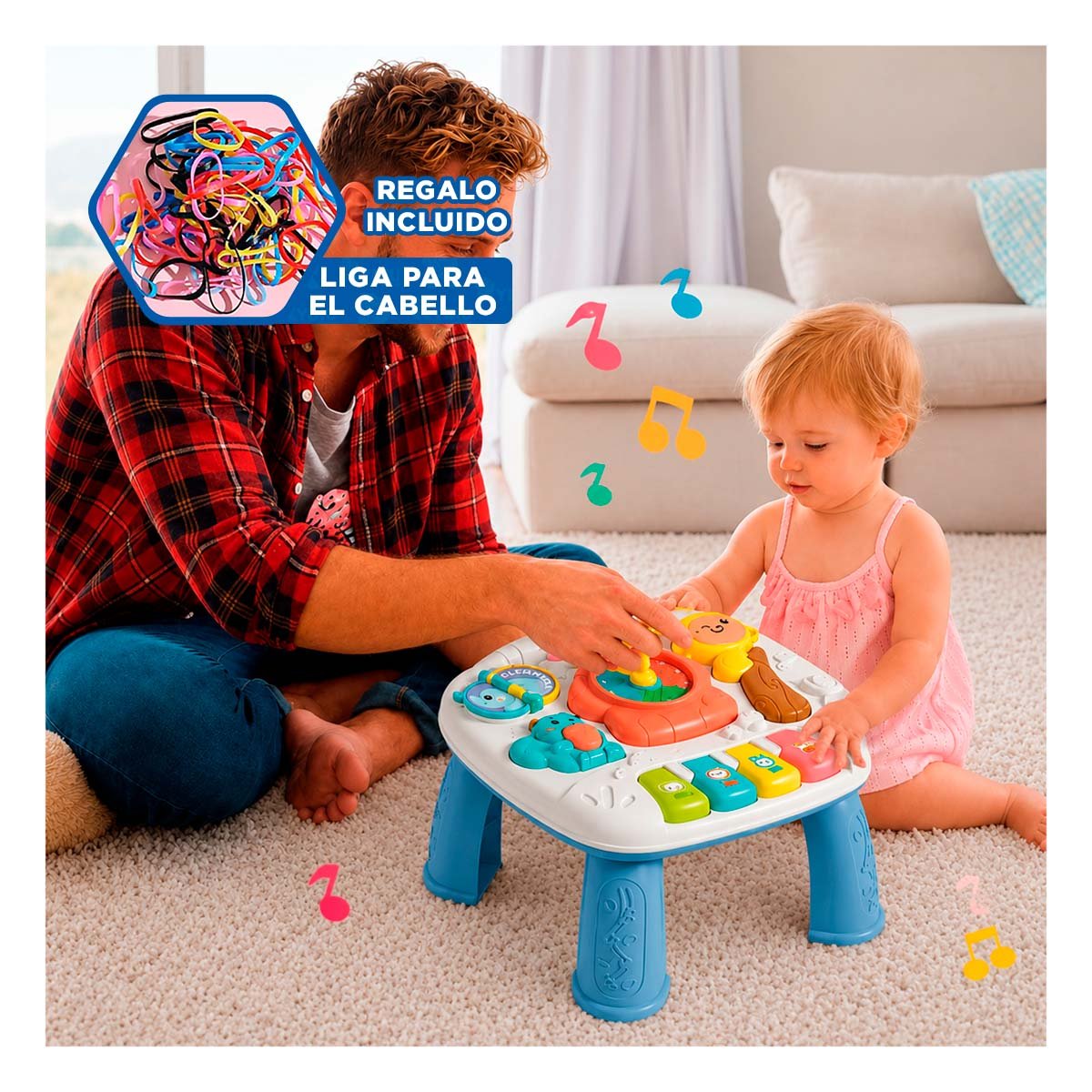 PANEL EDUCATIVO 25X21 CM PARA NINOS COLOR AZUL CON ACTIVIDADES INTERACTIVAS Y LIGAS REGALO - 2