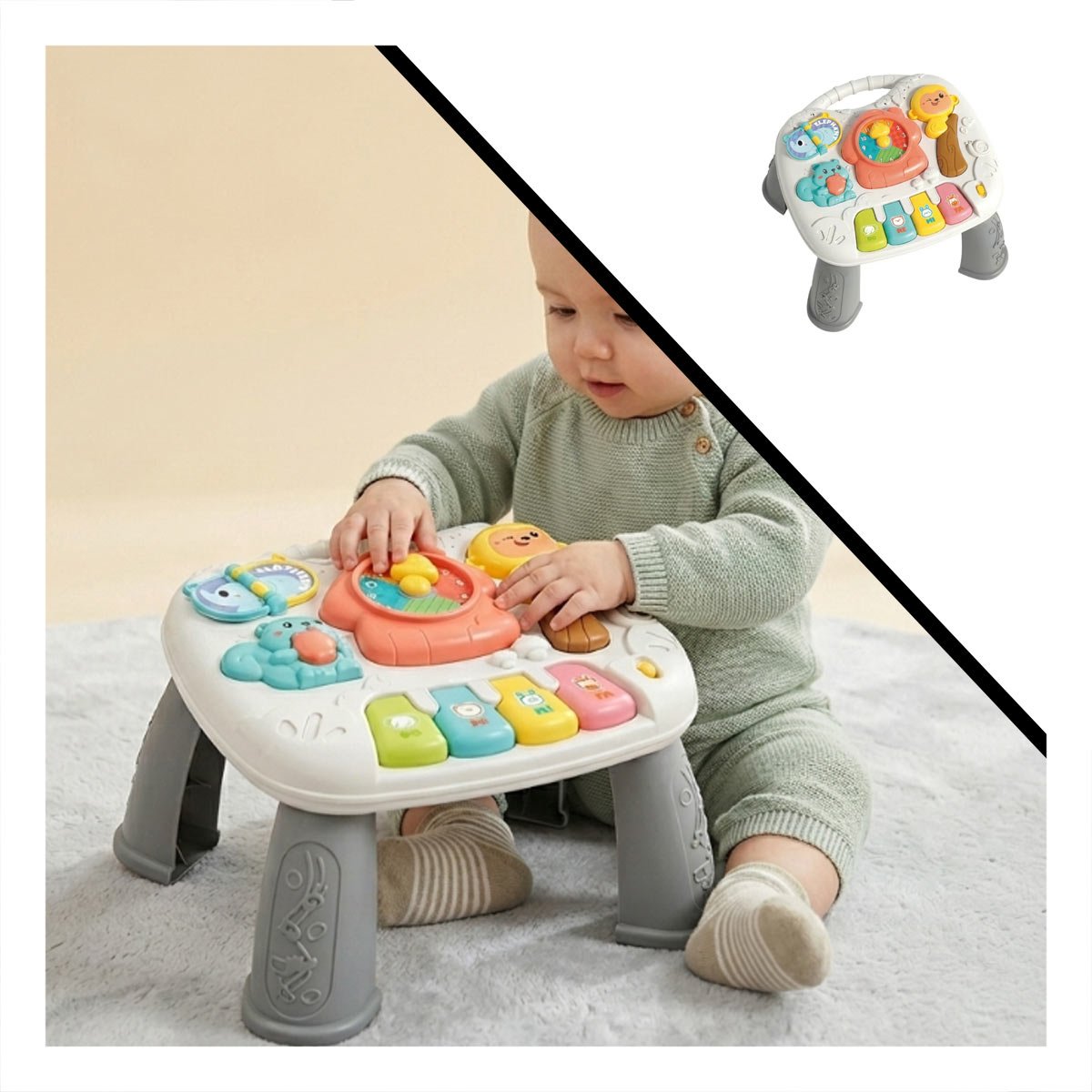 MESA DE JUEGO COLOR PLOMO 25X21 CM CON FUNCIONES DIDACTICAS INFANTILES Y STICKY - 5