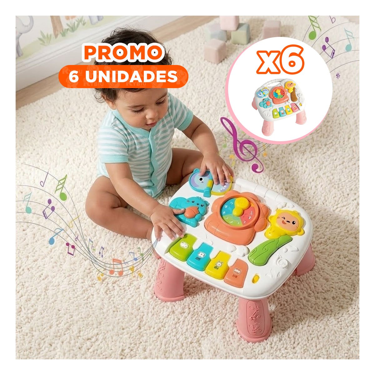 PACK6 TABLERO RECREATIVO 25X21 CM COLOR ROSADO CON FUNCIONES INTERACTIVAS YPAPEL REGALO - 1