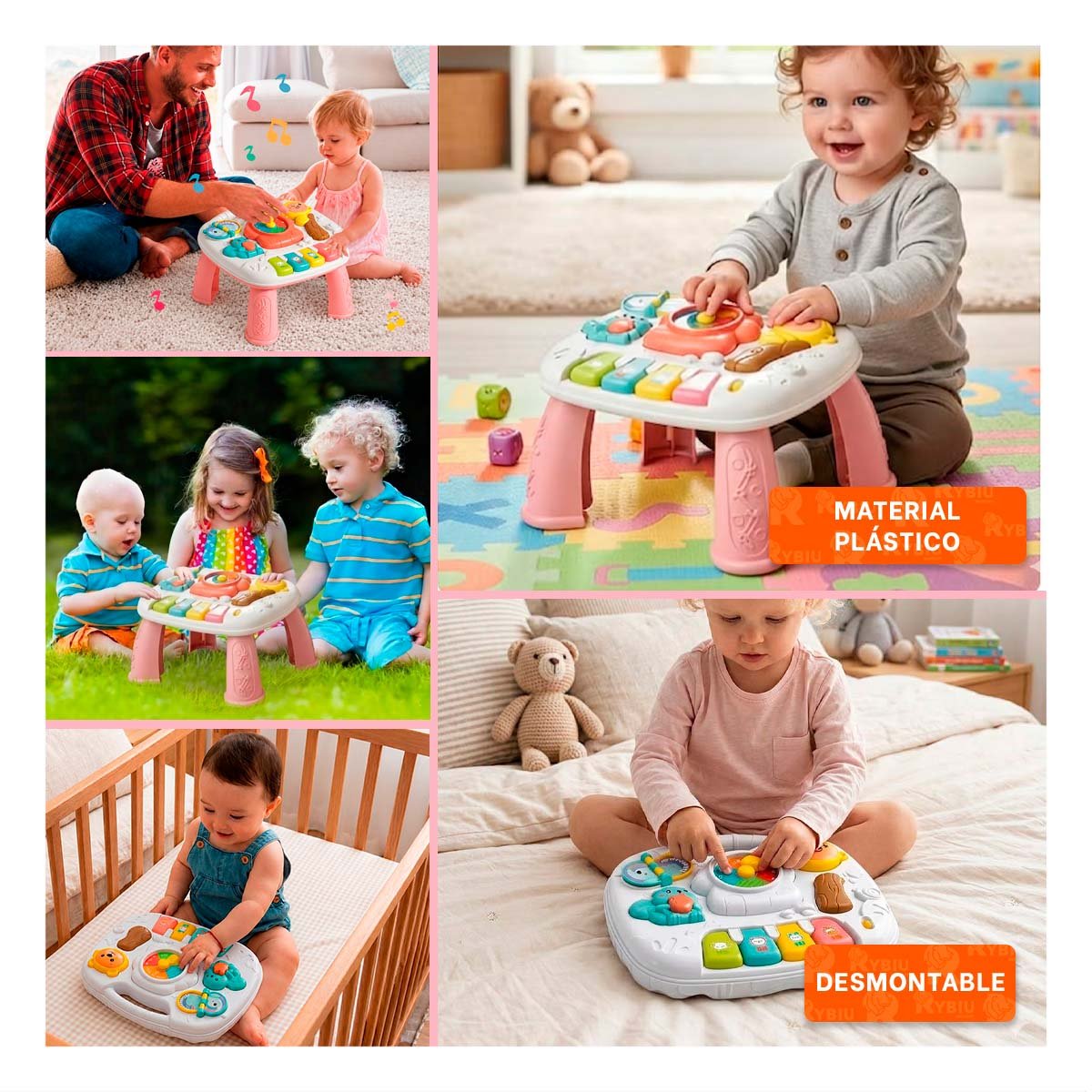 TABLERO INFANTIL COLOR ROSADO 25X21 CM CON JUEGOS DE ESTIMULACION TEMPRANA Y PAPEL REGALO - 3