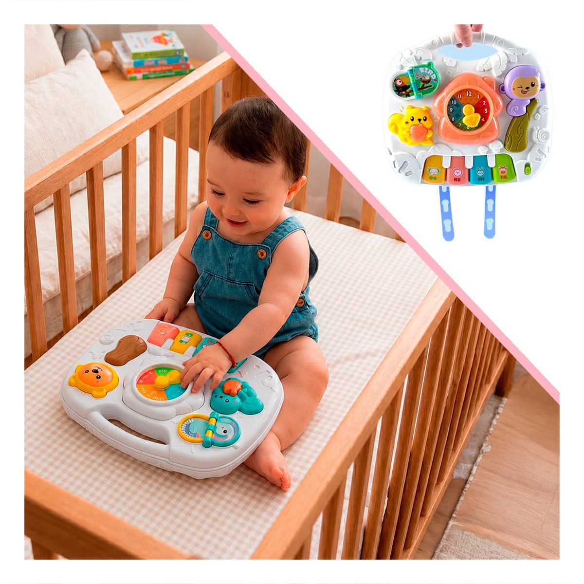 TABLERO INFANTIL COLOR ROSADO 25X21 CM CON JUEGOS DE ESTIMULACION TEMPRANA Y PAPEL REGALO - 5