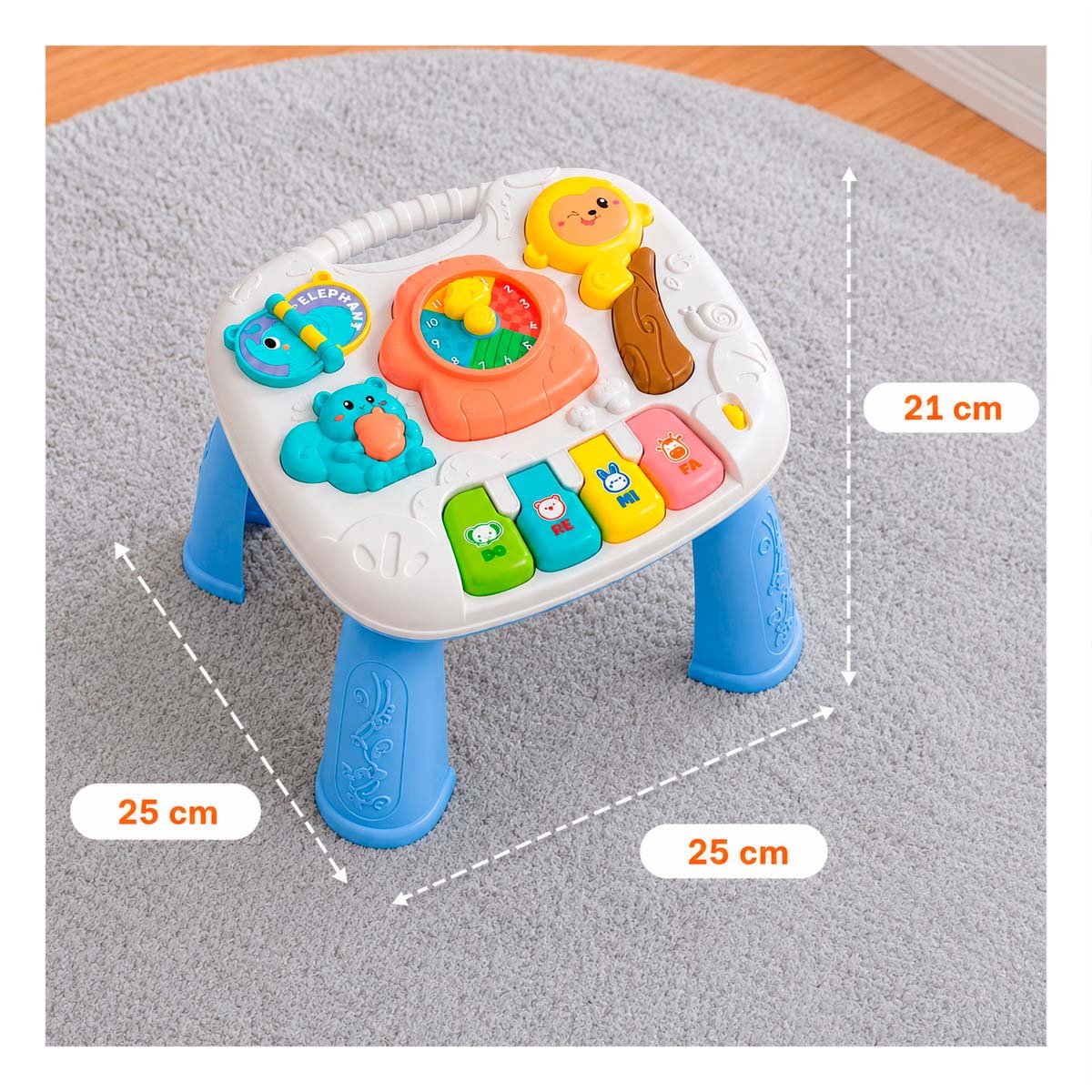 TABLERO INFANTIL COLOR AZUL 25X21 CM CON JUEGOS DE ESTIMULACION TEMPRANA Y PAPEL REGALO - 4