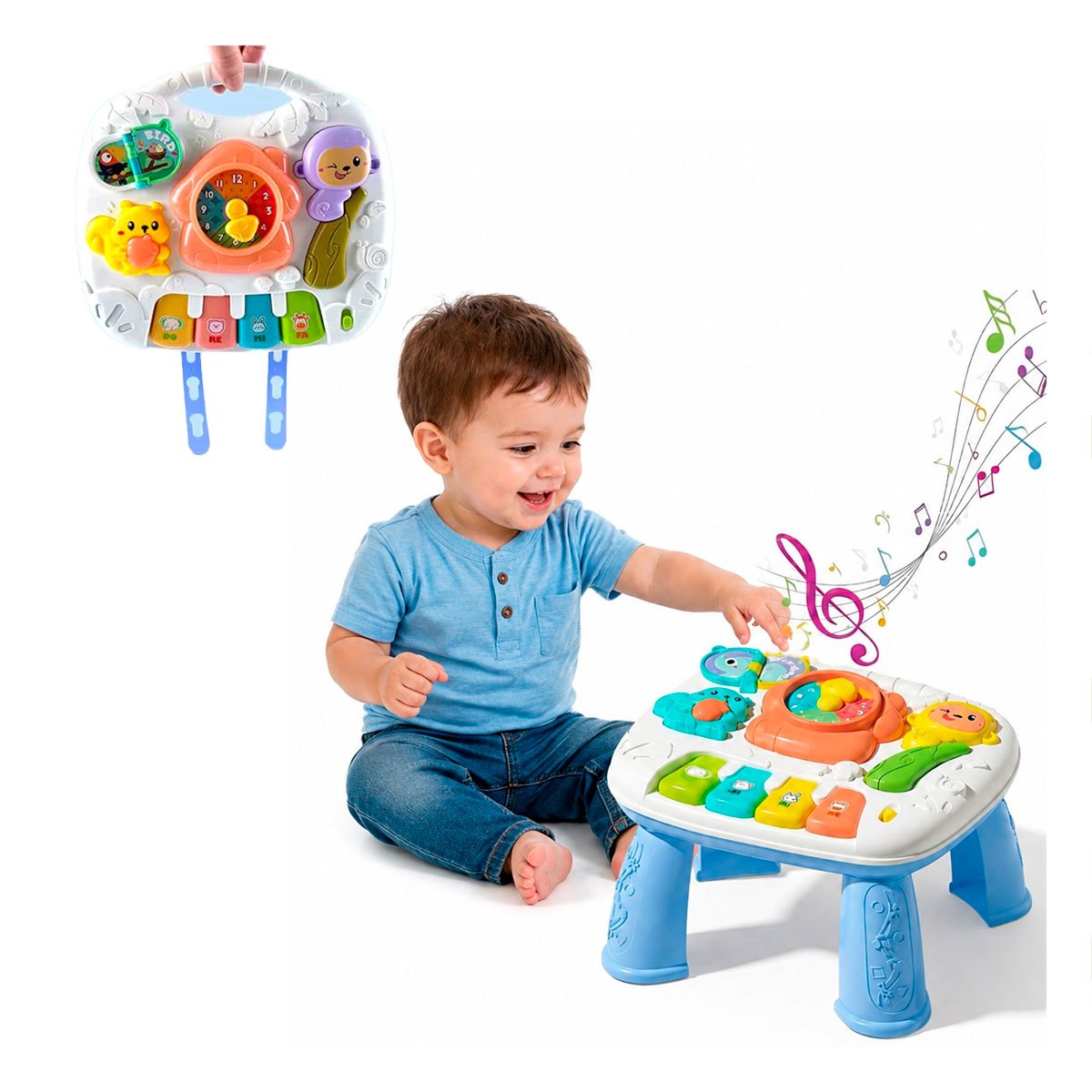 CENTRO DE JUEGO DIDACTICO 25X21 CM AZUL PARA DESARROLLO INFANTIL CREATIVO Y REGALO STICKER - 1
