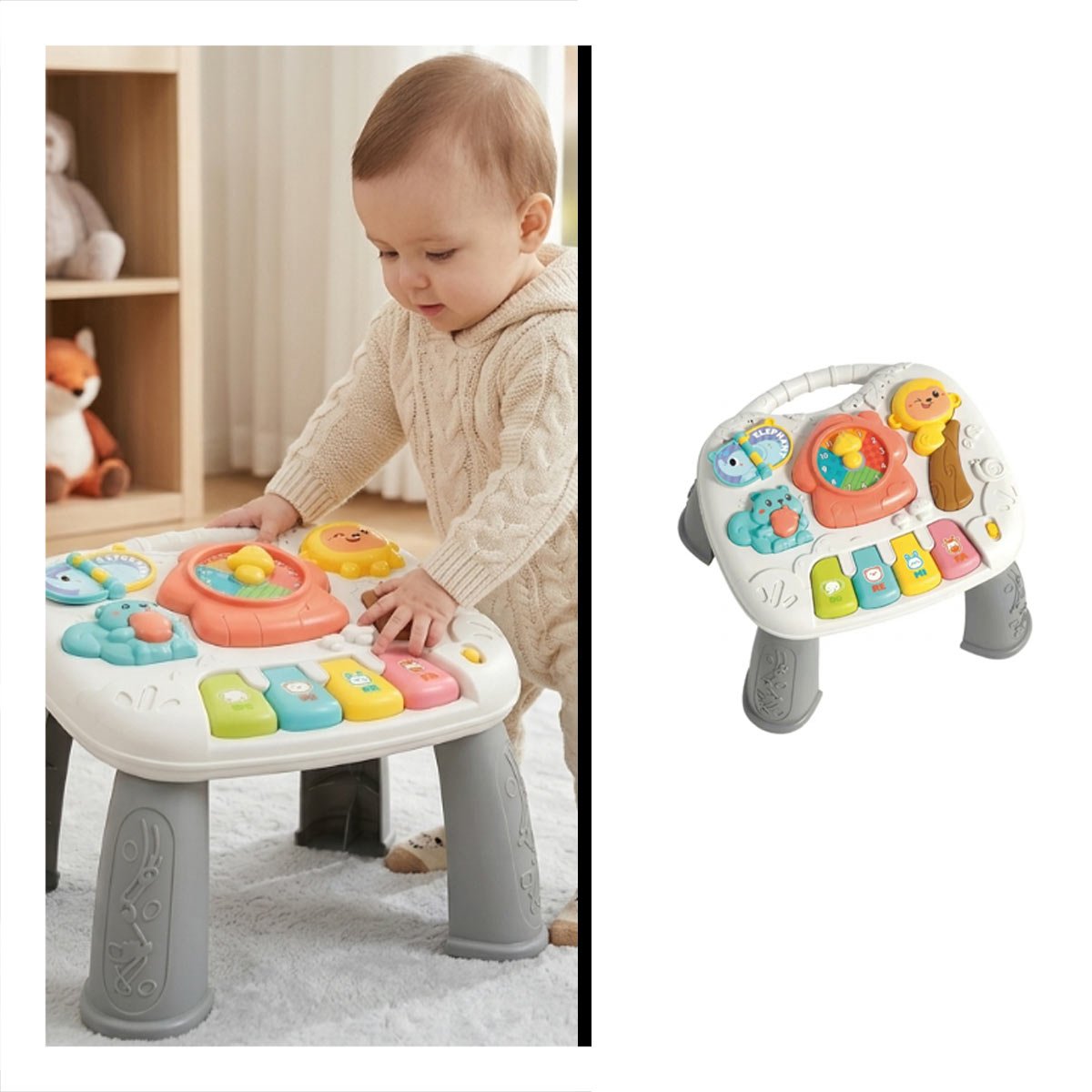 TABLERO INFANTIL COLOR PLOMO 25X21 CM CON JUEGOS DE ESTIMULACION TEMPRANA Y PAPEL REGALO - 5