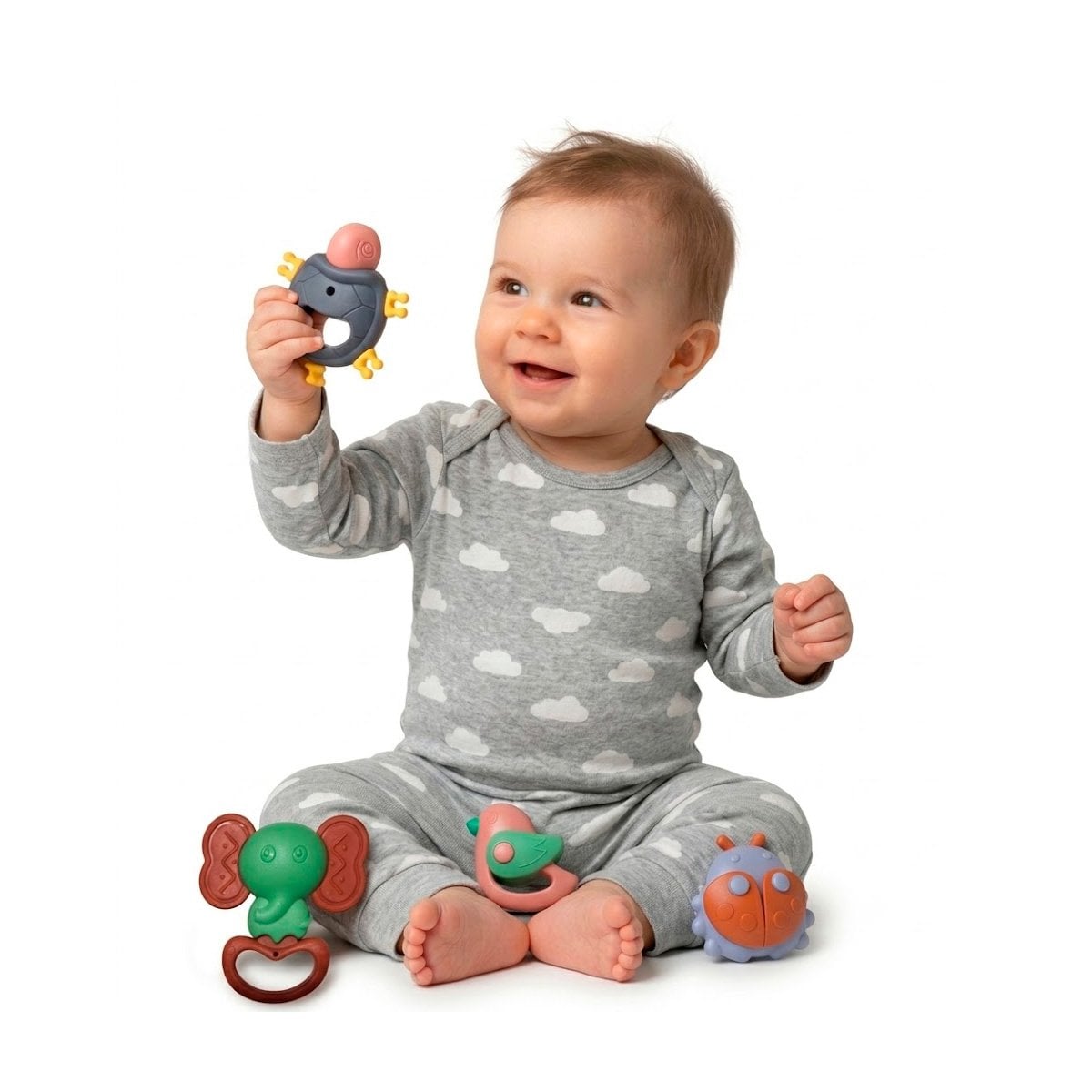 PACK6 JUGUETES DE SONIDO MULTICOLOR 4 PIEZAS PARA BEBE CON ENTRETENIMIENTO YREGALO STICKER - 2