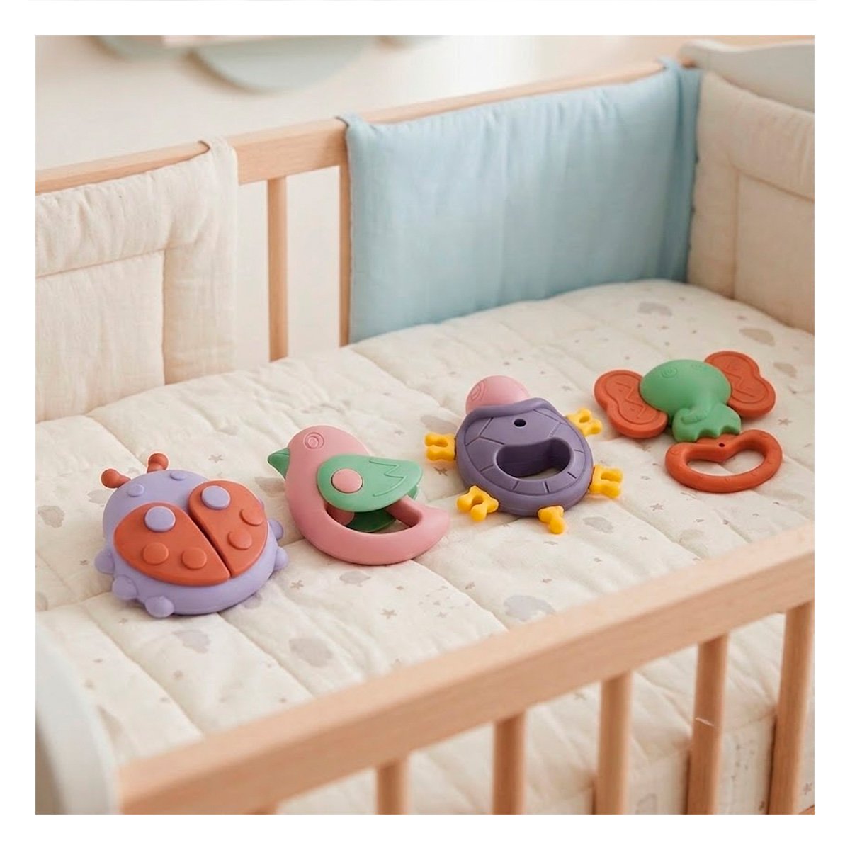 PACK6 SONAJAS CON SONIDO Y JUEGO INFANTIL MULTICOLOR 4 PIEZAS PARA BEBE - 5