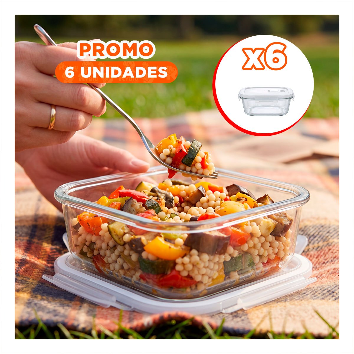 PACK6 RECIPIENTE REUTILIZABLE DE VIDRIO 800 ML TRANSPARENTE PARA COCINA YPAPEL REGALO - 1