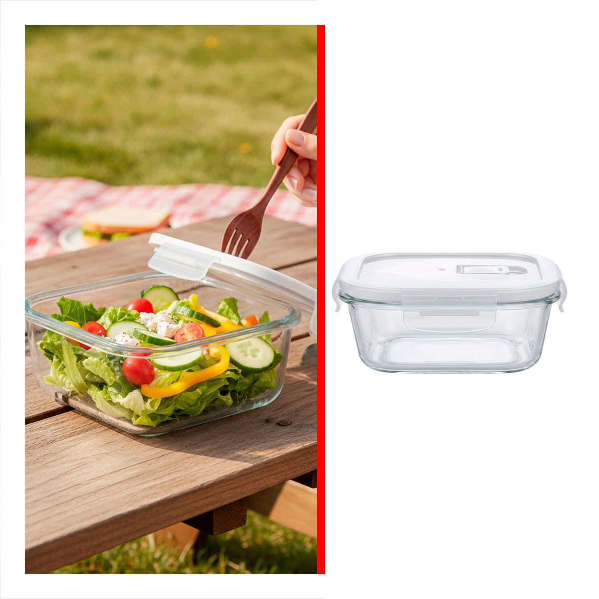 TAPER REUTILIZABLE DE VIDRIO 800 ML TRANSPARENTE LINEA BLANCA PARA COCINA Y STICKY - 5