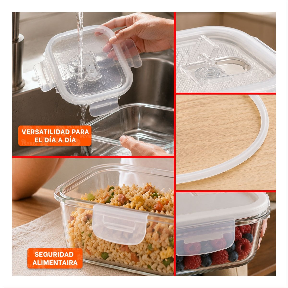PACK12 TAPER PARA REFRIGERADORA DE VIDRIO 800 ML CUADRADO TRANSPARENTE - 2