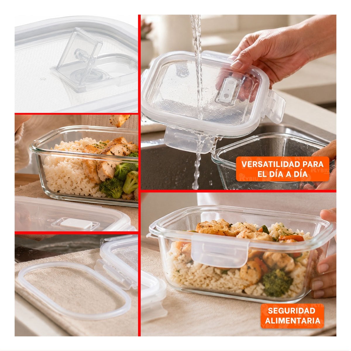 PACK4 ENVASE CUADRADO DE VIDRIO 800 ML TRANSPARENTE LINEA BLANCA DE USO DIARIO YREGALO STICKER - 2