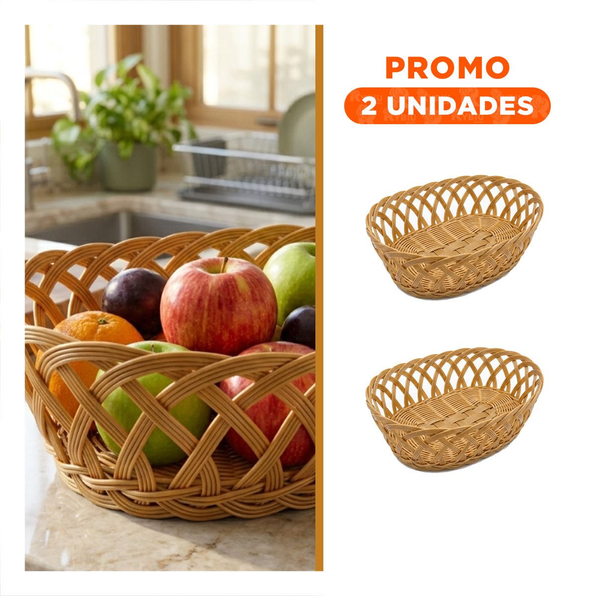 PACK2 CONTENEDOR DECORATIVO OVALADO TEJIDO COLOR MOSTAZA 29,5X21X10 CM YREGALO STICKER - 1