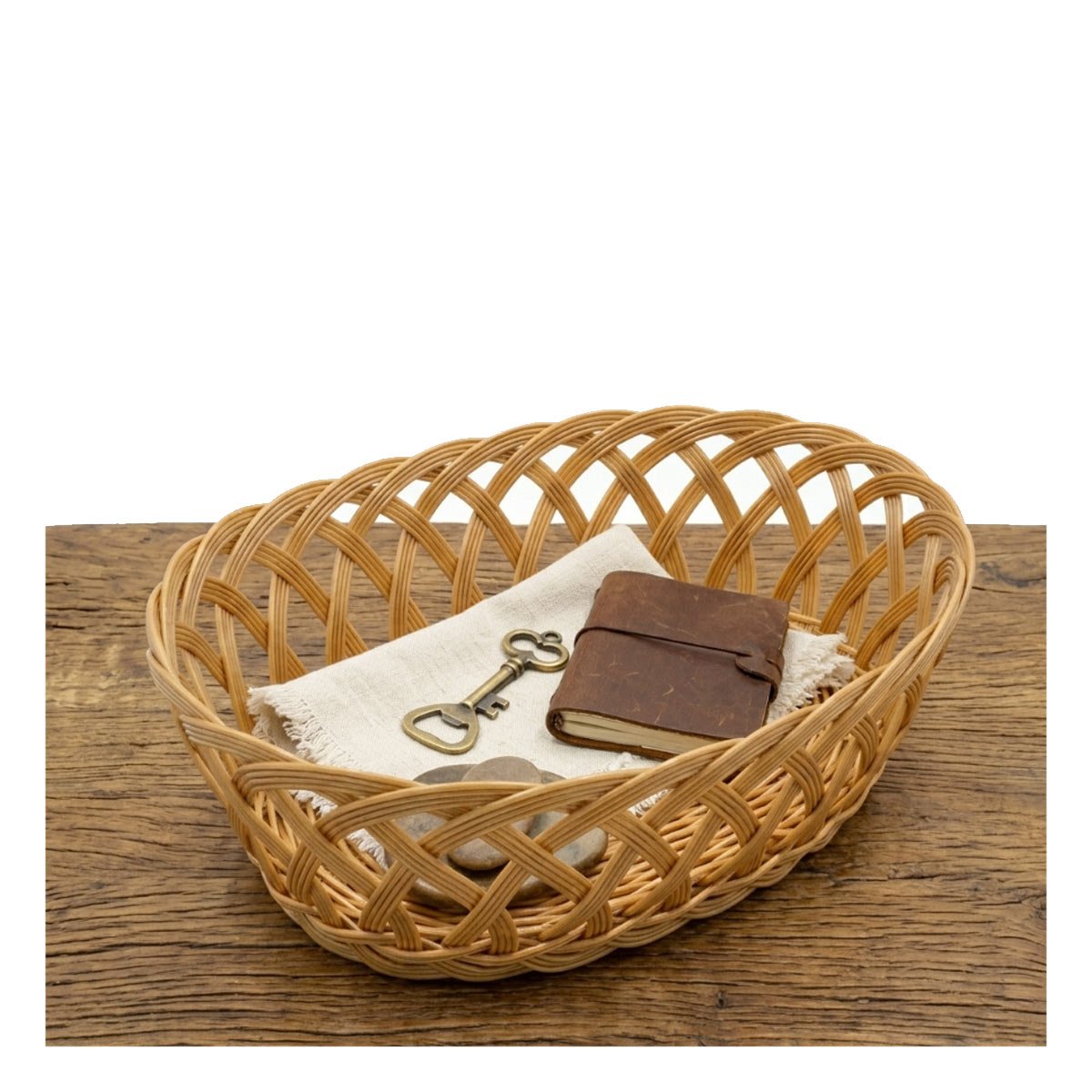 PACK2 CONTENEDOR DECORATIVO OVALADO TEJIDO COLOR MOSTAZA 29,5X21X10 CM YREGALO STICKER - 2