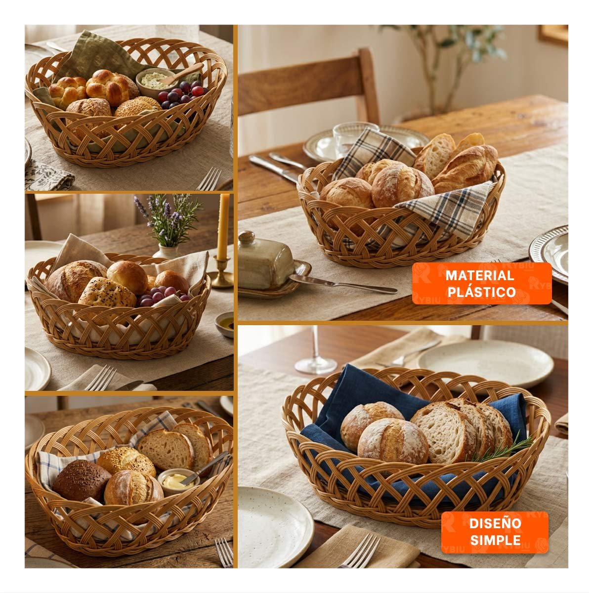 CESTA DECORATIVA PARA HOGAR MOSTAZA OVALADA 29,5X21X10 CM YPAPEL REGALO - 3