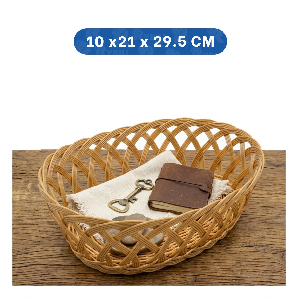 CESTA DECORATIVA PARA HOGAR MOSTAZA OVALADA 29,5X21X10 CM YPAPEL REGALO - 4