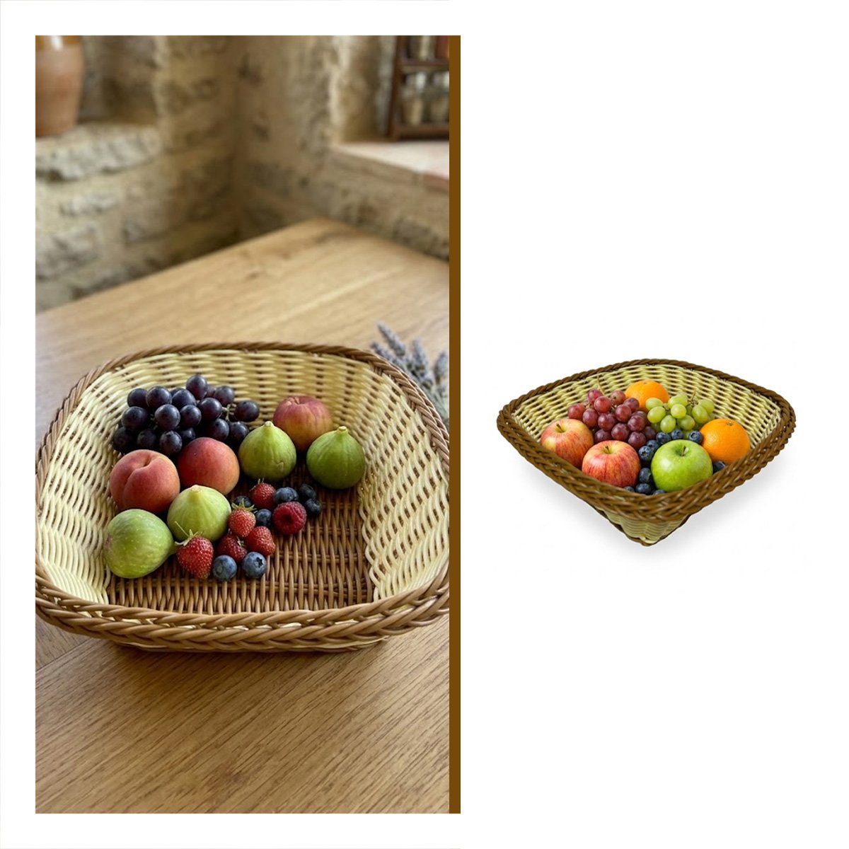 CESTA DECORATIVA PARA HOGAR MOSTAZA Y MARRON CUADRADA 24X8CM YPAPEL REGALO - 5