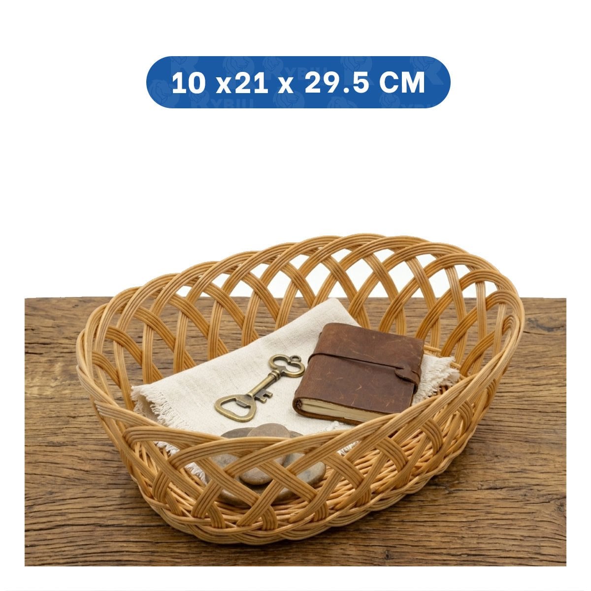 PACK2 CESTA DE ORGANIZACION TEJIDA OVALADA MOSTAZA 29,5X21X10 CM - 4