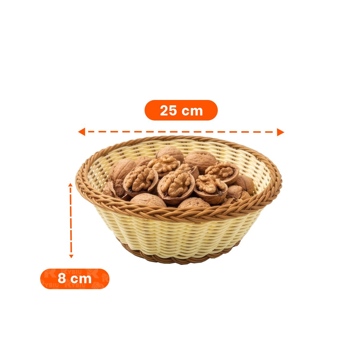 CANASTA DECORATIVA CIRCULAR COLOR MOSTAZA Y MARRON CON TEJIDOS ABIERTOS 25X8CM YSTICKY - 4