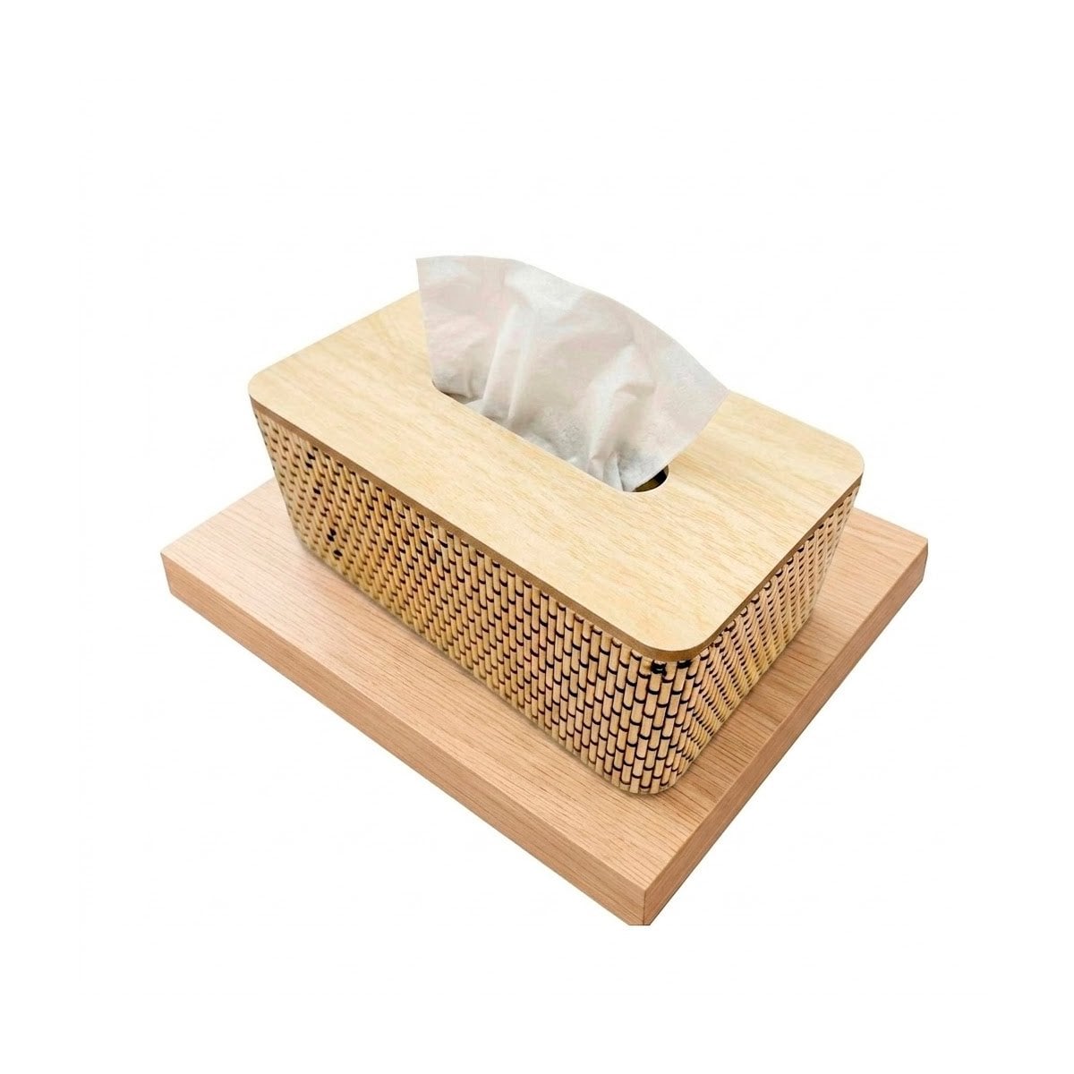 PACK2 SUJETADOR PARA SERVILLETAS BAMBU CUADRITOS MOSTAZA CLARO 21X13X8 CM YREGALO STICKER - 2