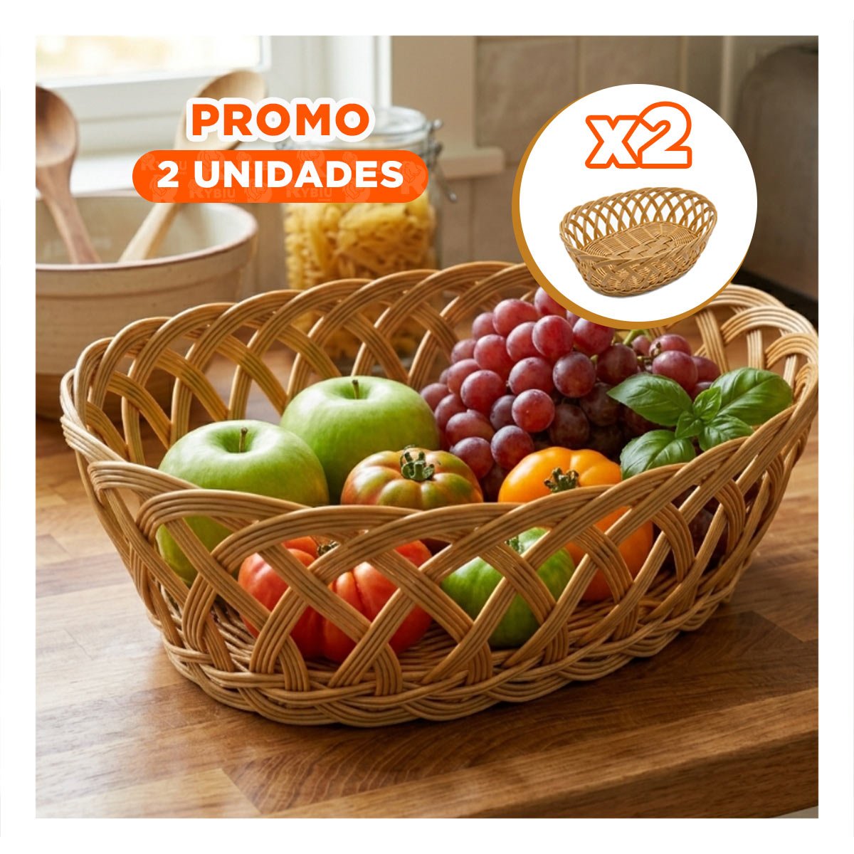 PACK2 CANASTILLA TEJIDA OVALADA MOSTAZA PARA DECORACION HOGAR 29,5X21X10 CM YPAPEL REGALO - 1