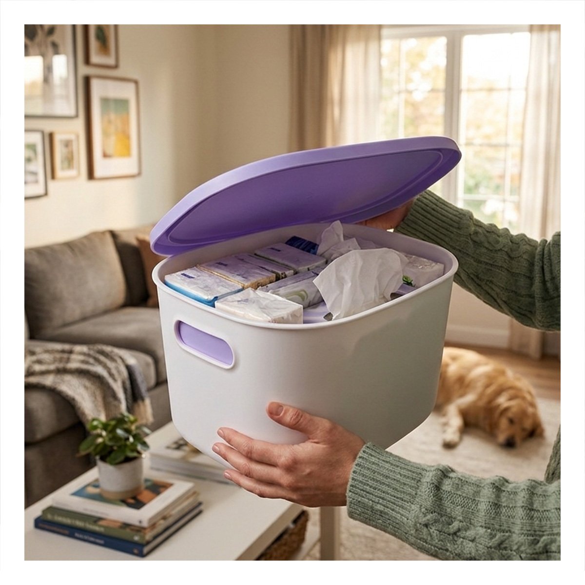 PACK2 BAUL PARA ORGANIZACION 26,5X22X15,4 CM CON TAPA COLOR LILA Y BLANCO - 5