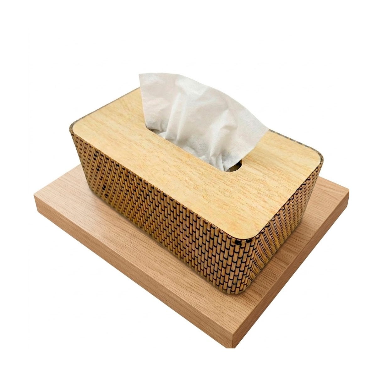 PACK2 SUJETADOR PARA SERVILLETAS BAMBU CUADRITOS COLOR MOSTAZA 21X13X8 CM YREGALO STICKER - 2