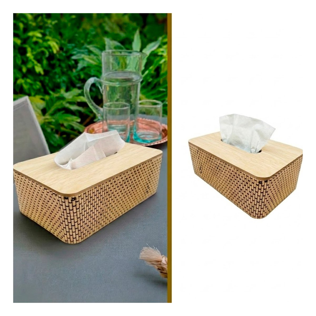PORTASERVILLETAS DE MESA MOSTAZA CLARO EN BAMBU 21X13X8 CM YPAPEL REGALO - 5