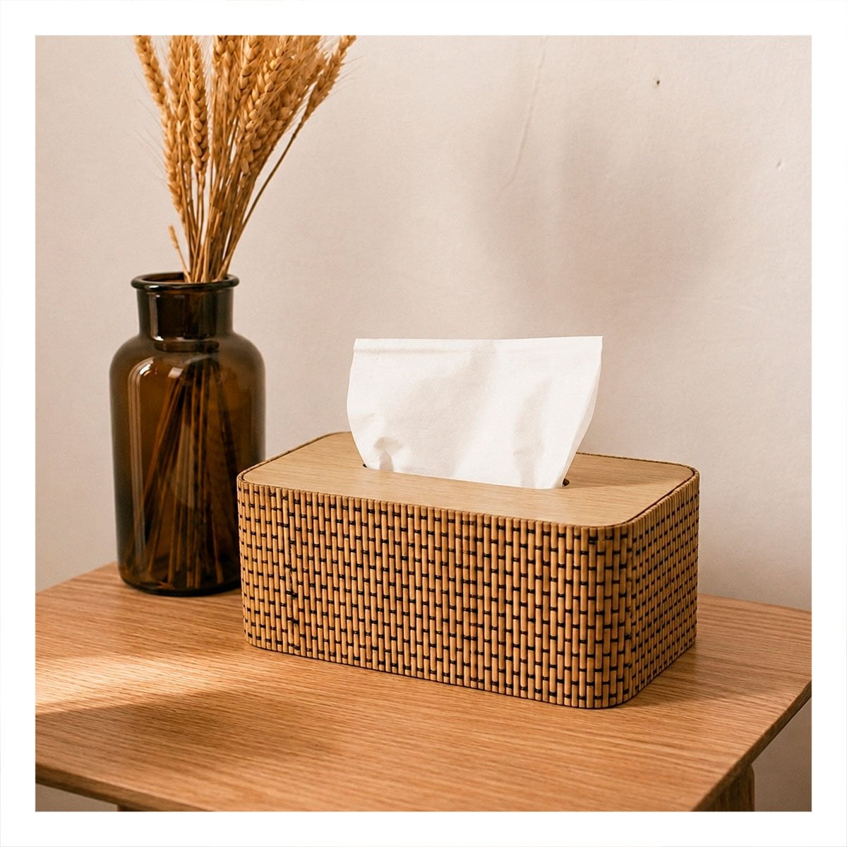 SERVILLETERO DE MESA BAMBU CUADRITOS MOSTAZA 21X13X8 CM YSTICKY - 3