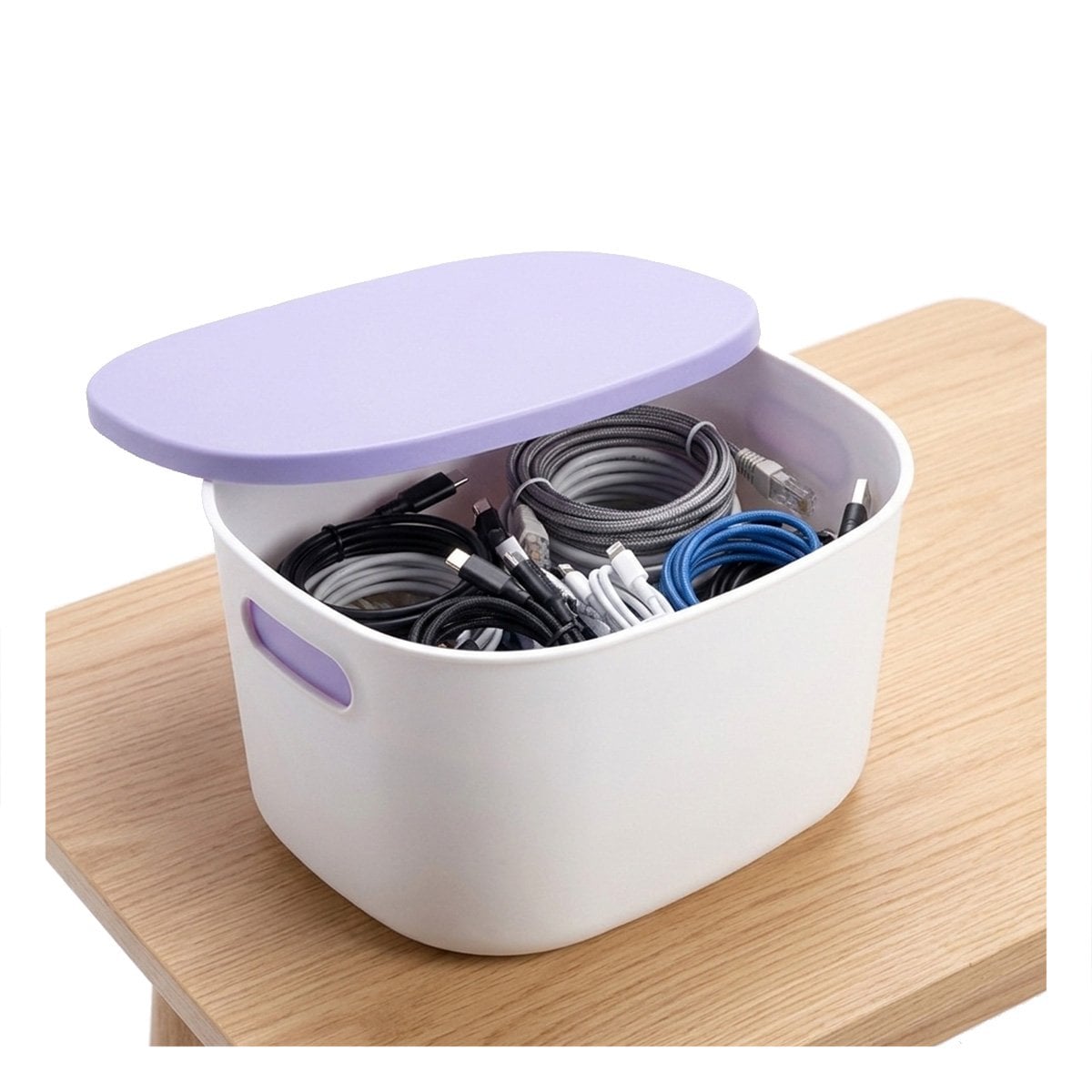 PACK4 BAUL PLASTICO CON TAPA PARA EL HOGAR COLOR LILA Y BLANCO 26,5X22X15,4 CM YPAPEL REGALO - 3