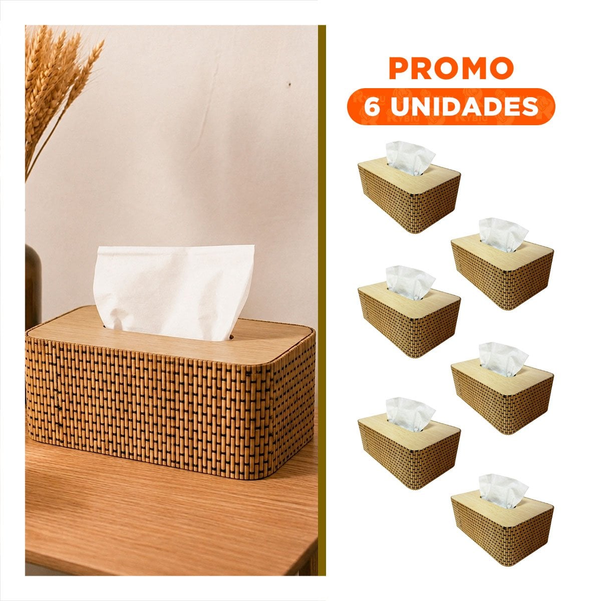PACK6 SOPORTE PARA COCINA BAMBU COLOR MOSTAZA 21X13X8 CM YREGALO STICKER - 1