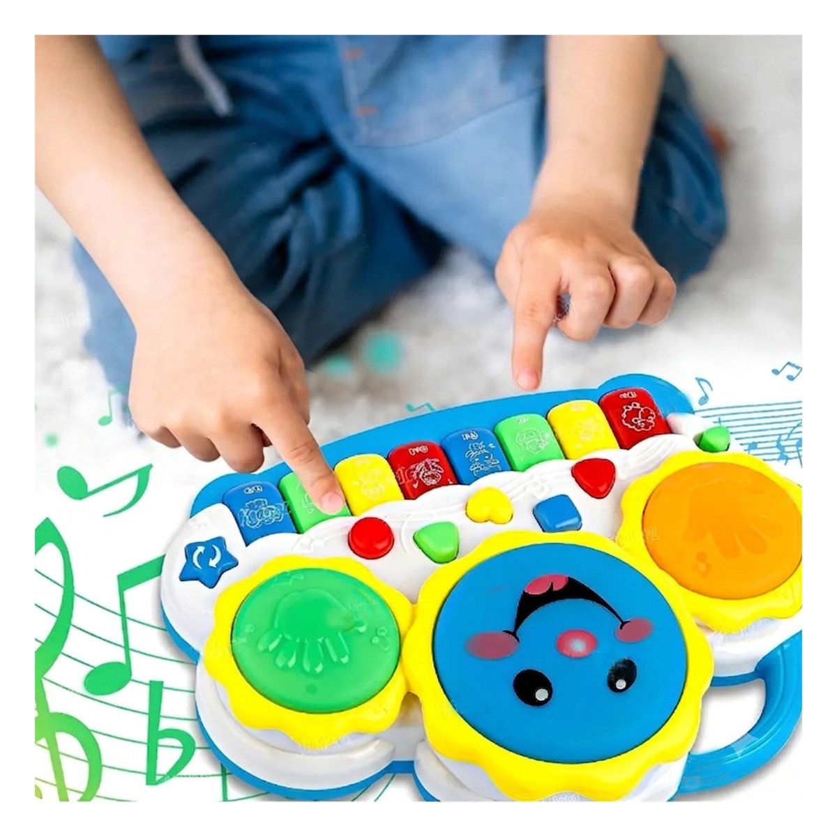 PACK2 INSTRUMENTO MUSICAL CON SONIDOS SOL DRUM VERDE Y NARANJA PARA NINOS YPAPEL REGALO - 2