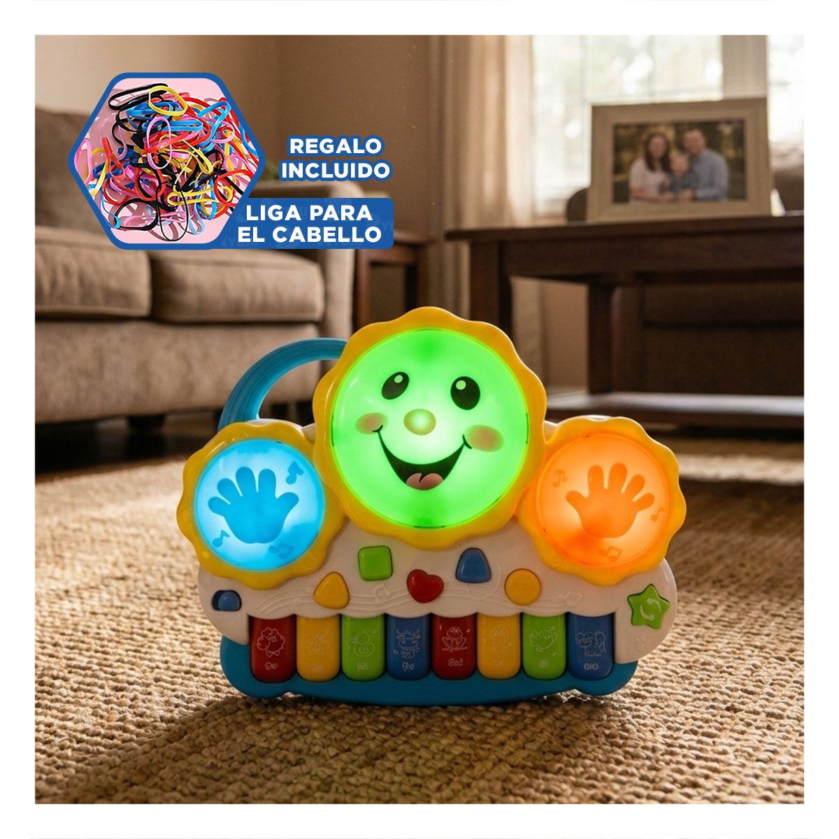 SINTETIZADOR CON TECLAS SOL DRUM KEYBOARD AZUL Y NARANJA PARA JUEGOS MUSICALES Y LIGAS REGALO - 2
