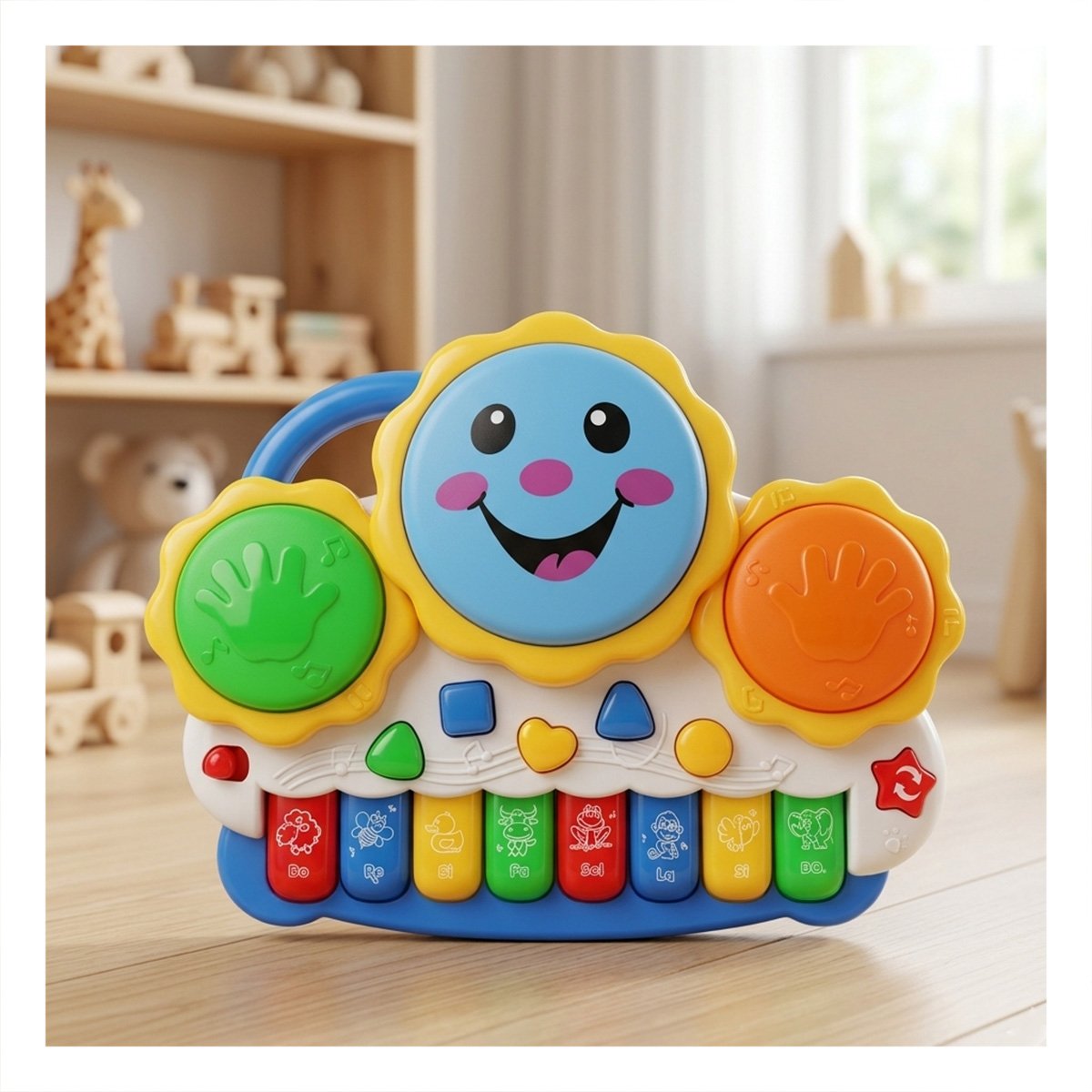 INSTRUMENTO PARA APRENDIZAJE MUSICAL SOL DRUM KEYBOARD VERDE Y NARANJA Y REGALO STICKER - 2