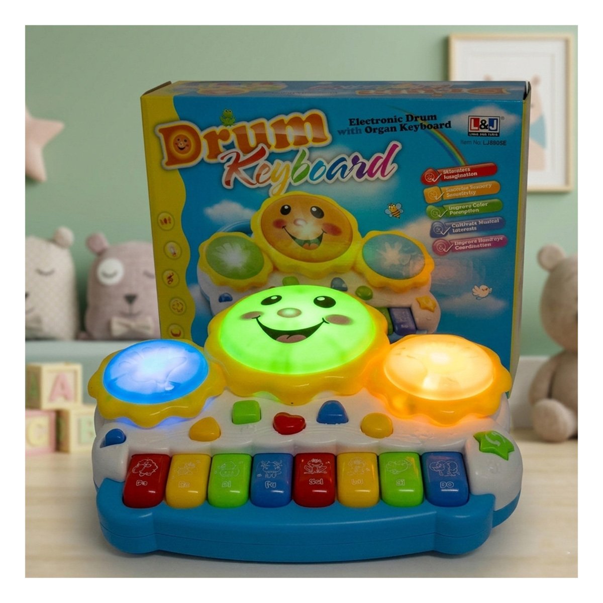 PACK6 PIANO CON MELODIAS SOL DRUM KEYBOARD AZUL Y NARANJA PARA JUEGO CREATIVO - 2