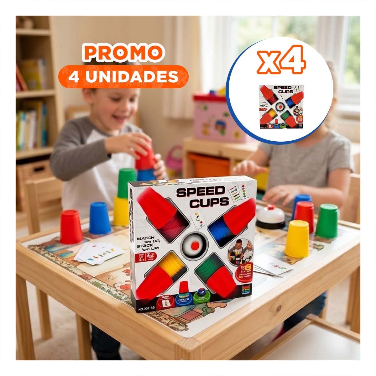 PACK4 PAQUETE RECREATIVO DE VASOS DE VELOCIDAD MULTICOLOR PARA USO DIARIO YPAPEL REGALO - 1