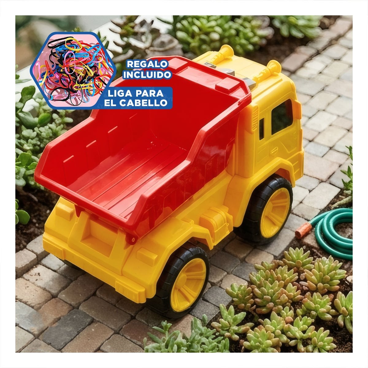 TRANSPORTADOR VOLQUETE INFANTIL 32X16,5X20 CM ROJO Y AMARILLO PARA DIVERSION Y LIGAS REGALO - 2