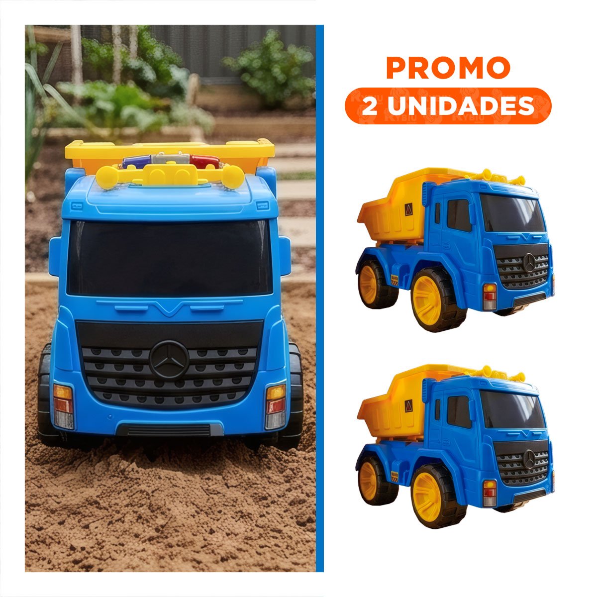 PACK2 TRANSPORTADOR DE CARGA INFANTIL 32X16,5X20 CM AZUL Y AMARILLO PARA JUEGOS YREGALO STICKER - 1