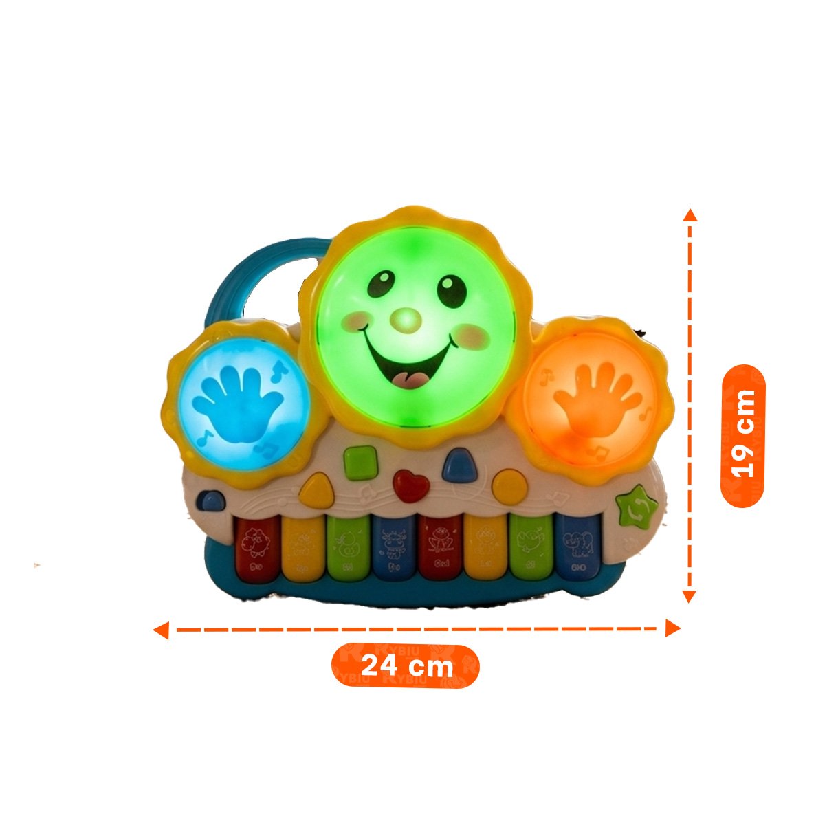 PACK2 INSTRUMENTO MUSICAL CON SONIDOS SOL DRUM AZUL Y NARANJA PARA NINOS YPAPEL REGALO - 4