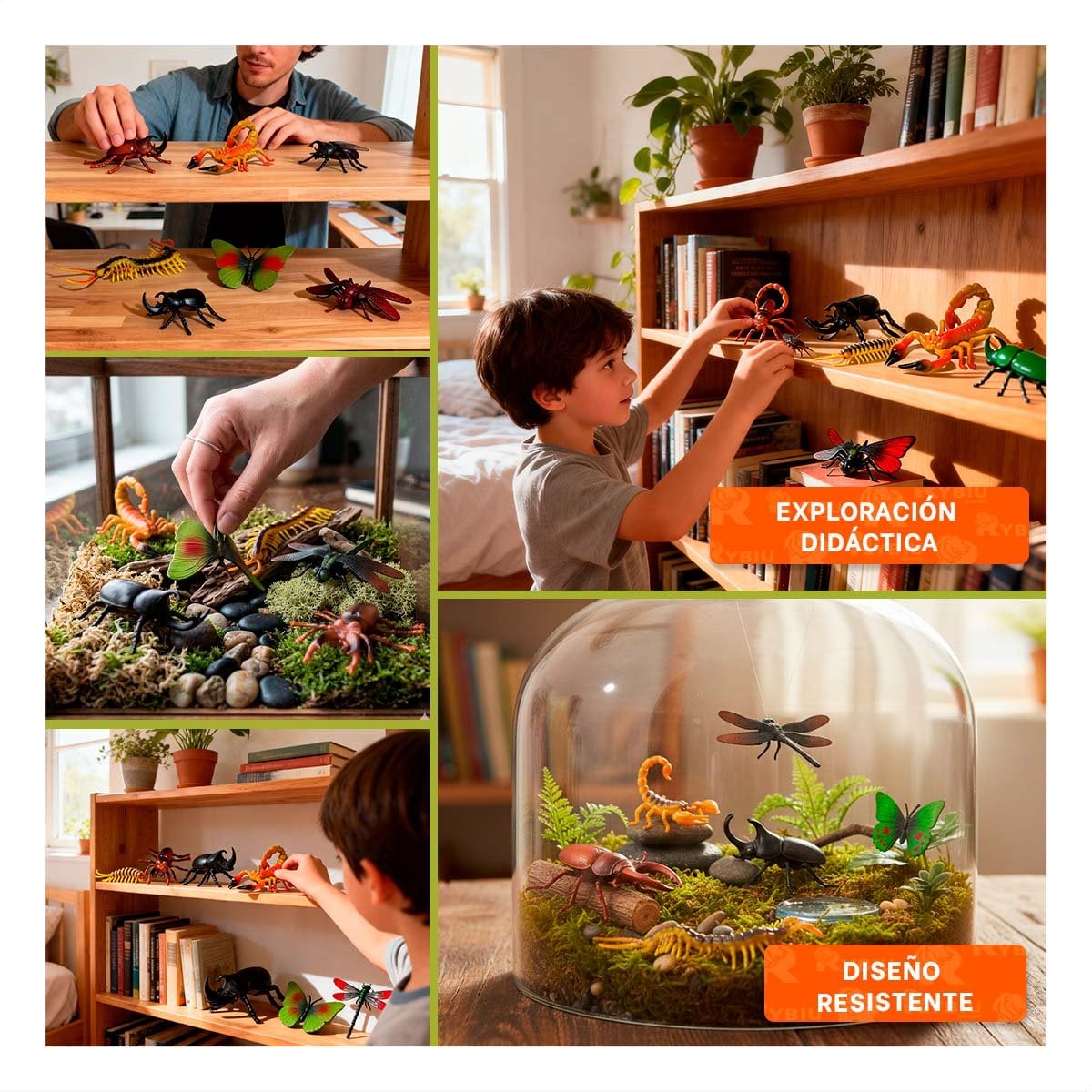 PACK12 PAQUETE DIDACTICO DE ANIMALES INSECTOS 6 PZS PARA APRENDIZAJE INFANTIL YPAPEL REGALO - 2