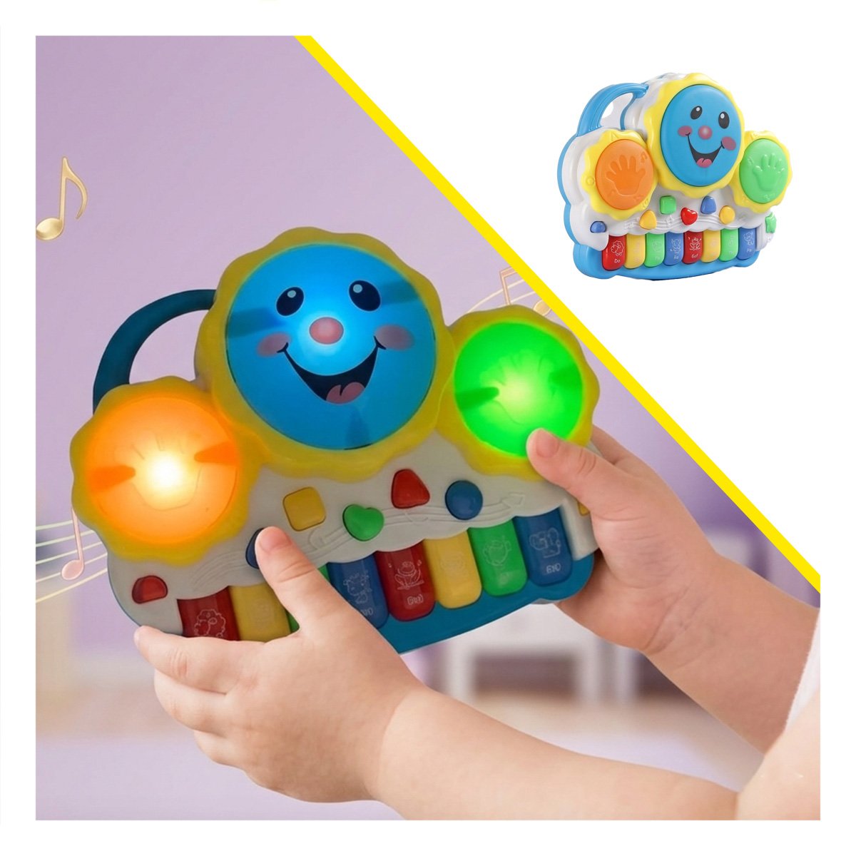 PIANO ELECTRONICO INFANTIL SOL DRUM KEYBOARD VERDE Y NARANJA PARA CASA Y STICKY - 5