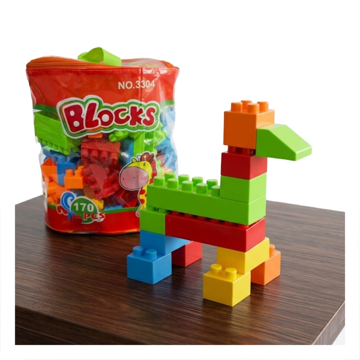PACK2 JUEGO INFANTIL DE CONSTRUCCION 170 PIEZAS CON BOLSA MULTICOLOR NARANJA PARA COMPARTIR - 3
