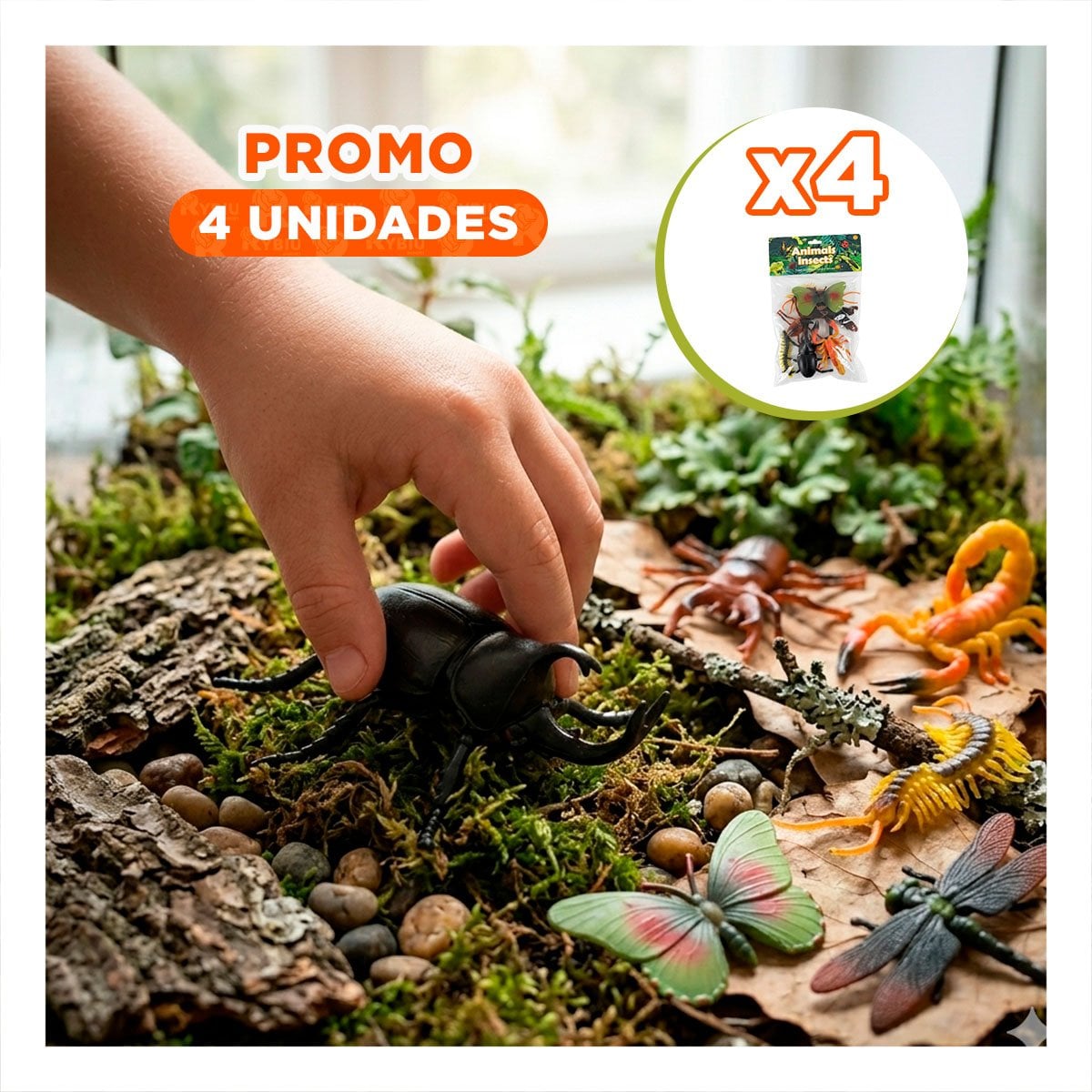 PACK4 SET DE FIGURAS ANIMALES INSECTOS 6 PZS MULTICOLOR PARA NINOS EN CASA - 1