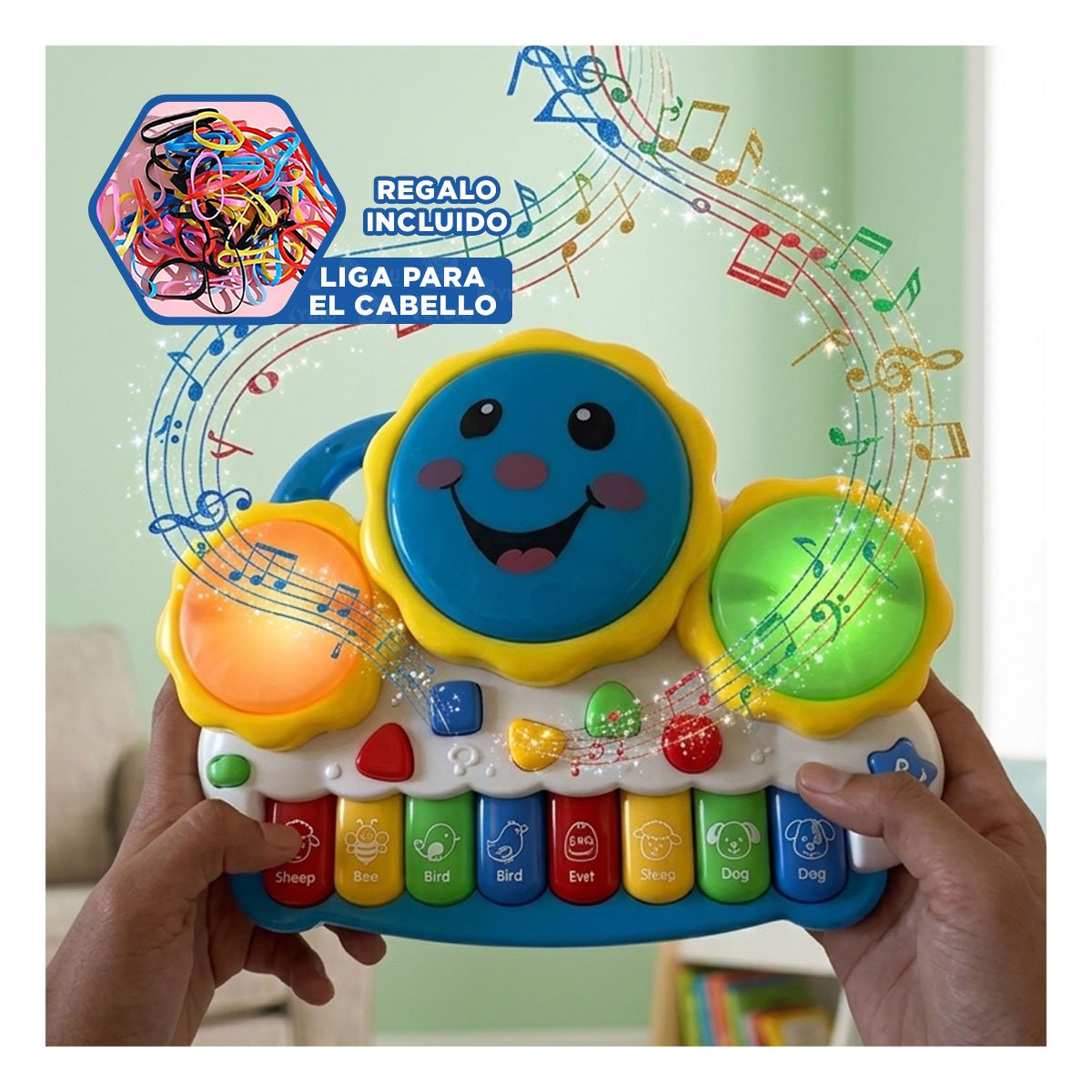 SINTETIZADOR CON TECLAS SOL DRUM KEYBOARD VERDE Y NARANJA PARA JUEGOS MUSICALES Y LIGAS REGALO - 2