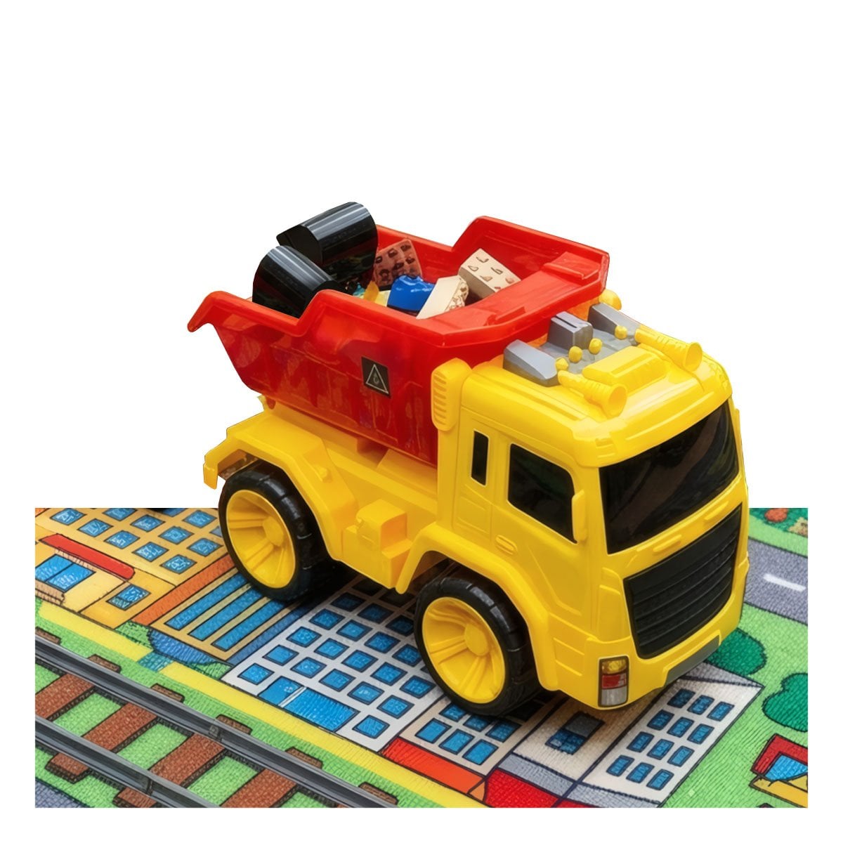 PACK2 VEHICULO VOLQUETE PARA JUEGO 32X16,5X20 CM ROJO Y AMARILLO EN CASA - 3
