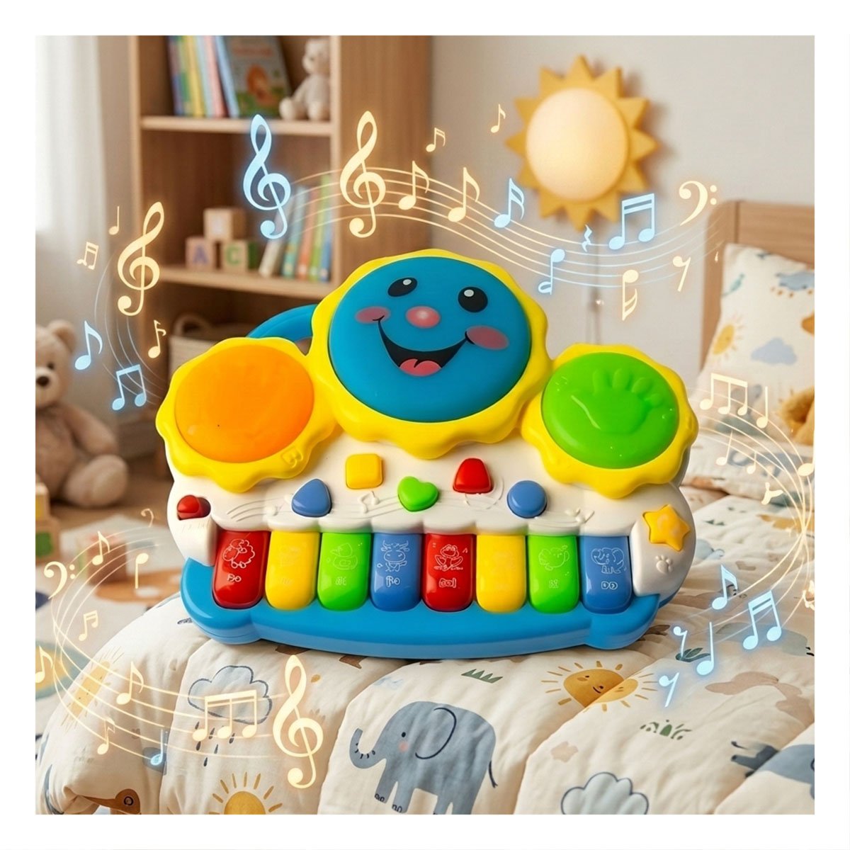 PACK2 TECLADO CON MELODIAS SOL DRUM KEYBOARD VERDE Y NARANJA PARA DIVERSION CREATIVA - 2