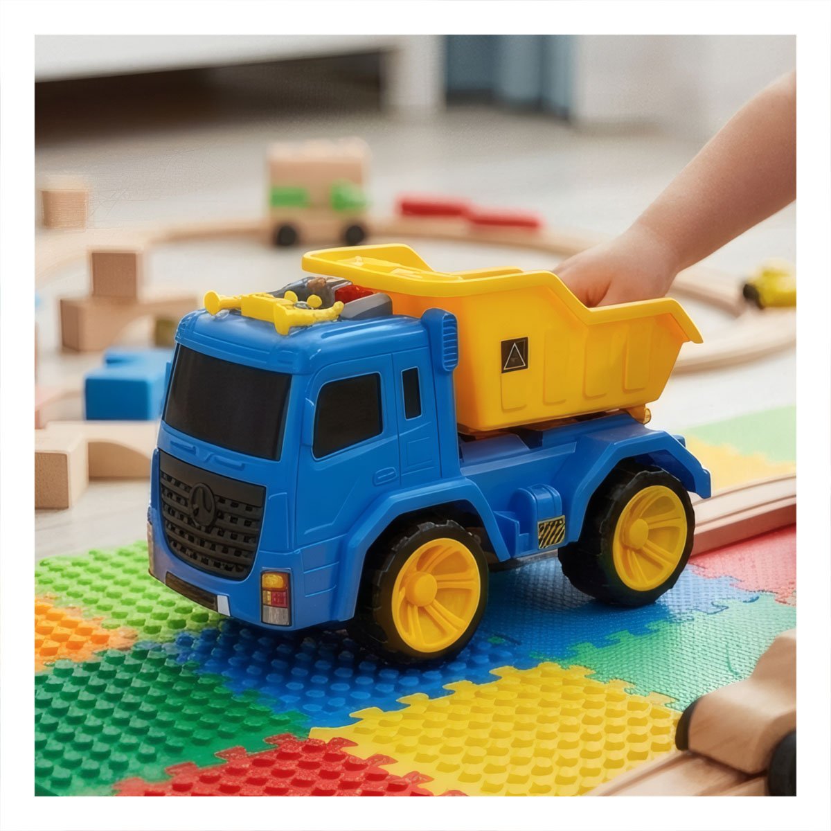 PACK6 VEHICULO DE OBRA PESADA 32X16,5X20 CM AZUL Y AMARILLO PARA JUEGO CREATIVO YPAPEL REGALO - 5