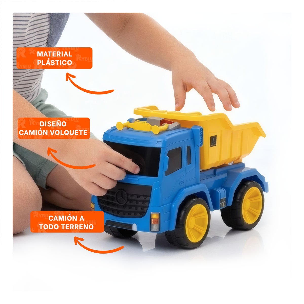 CAMION DE OBRA 32X16,5X20 CM AZUL Y AMARILLO PARA JUEGO RECREATIVO INFANTIL Y STICKY - 5